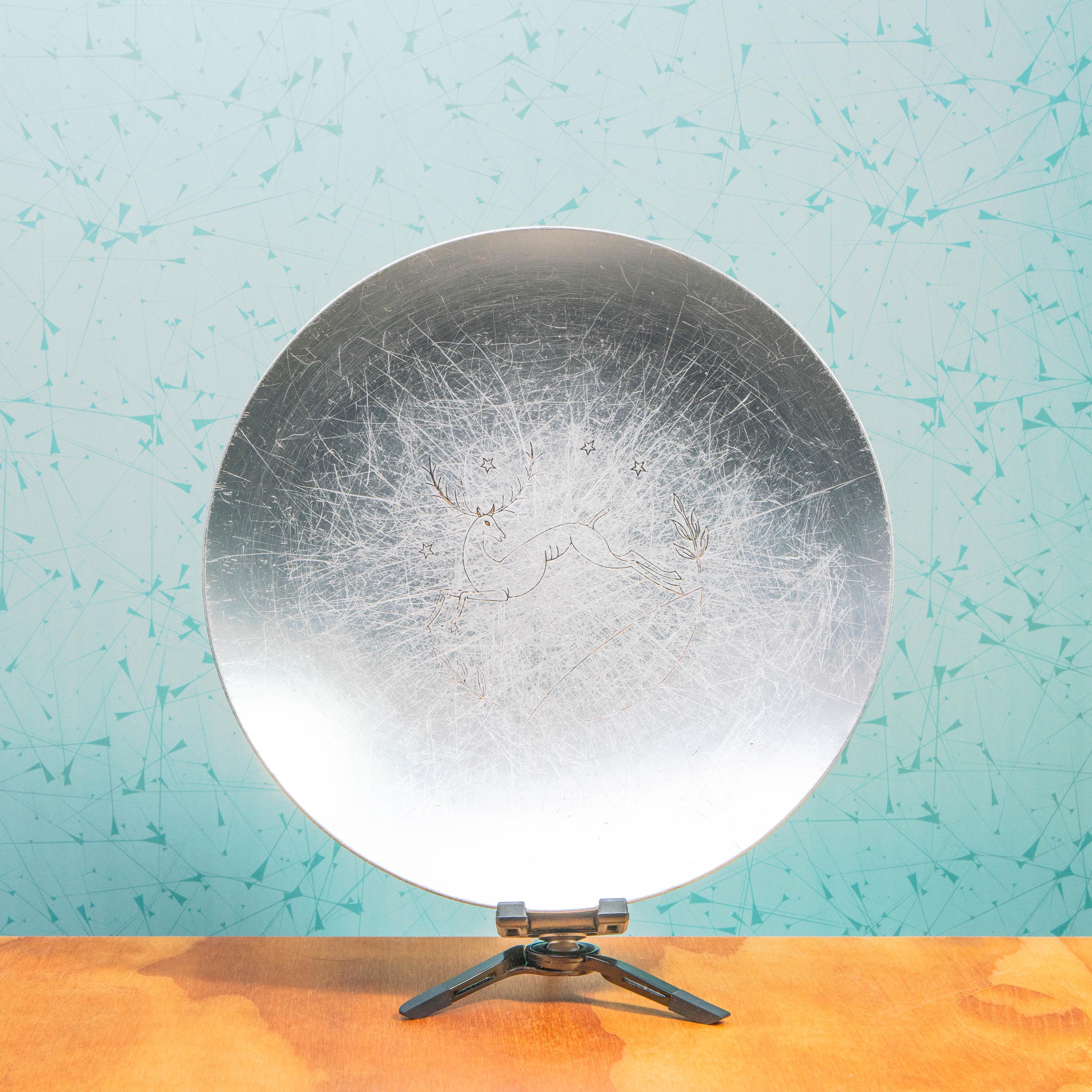 Vintage Pewter Kensington Deer Plate | Mid Century Kitchenware