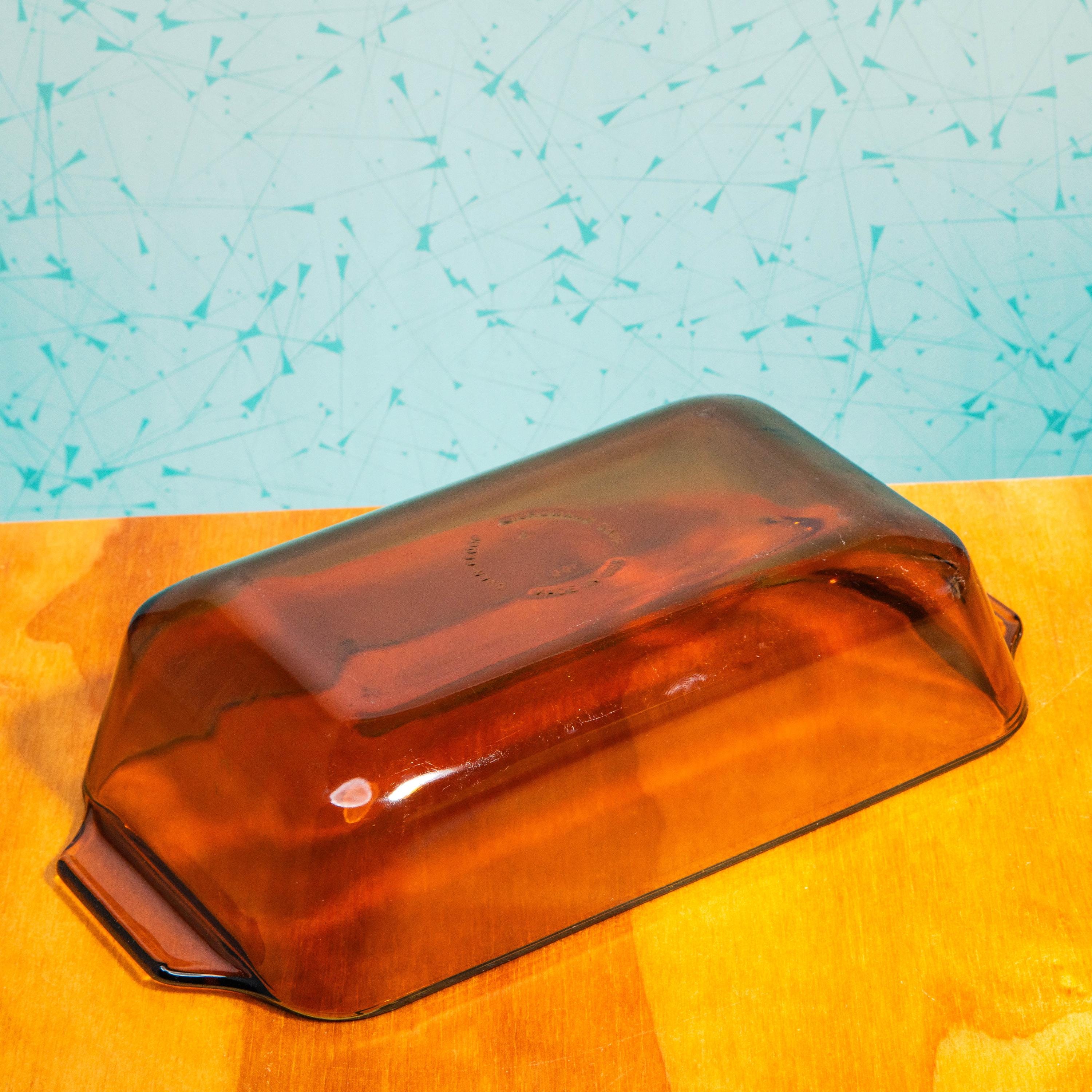 Vintage Anchor Hocking Fire King 441 Amber Glass Bread Baking Dish | Mid Century Bakeware