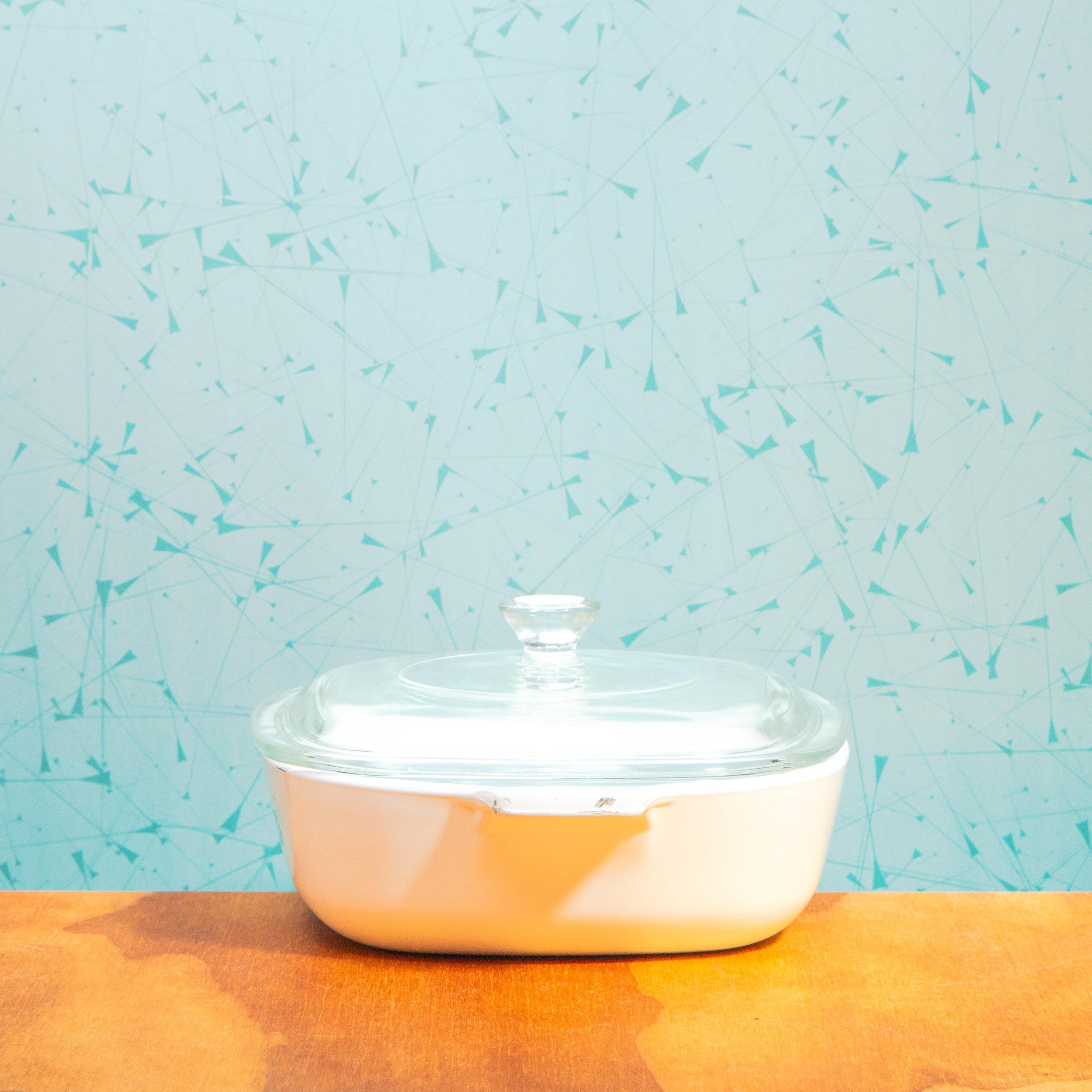 Corning Ware Blue Cornflower P-1-B 1 Quart Baking Dish with P-7-C Lid | Mid Century Bakeware