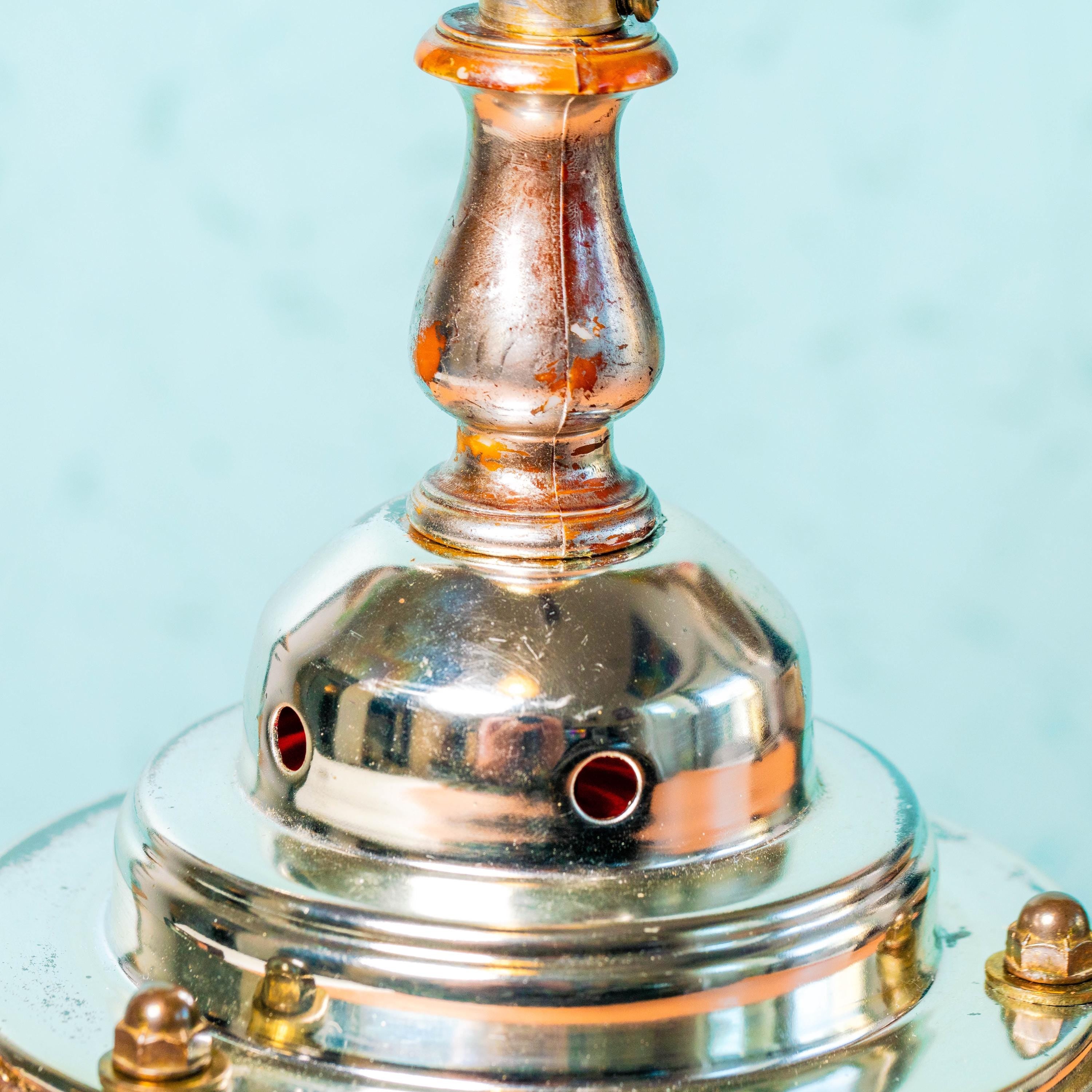 Vintage Red Nautical Maritime Dual-Bulb Lamp | Mid Century