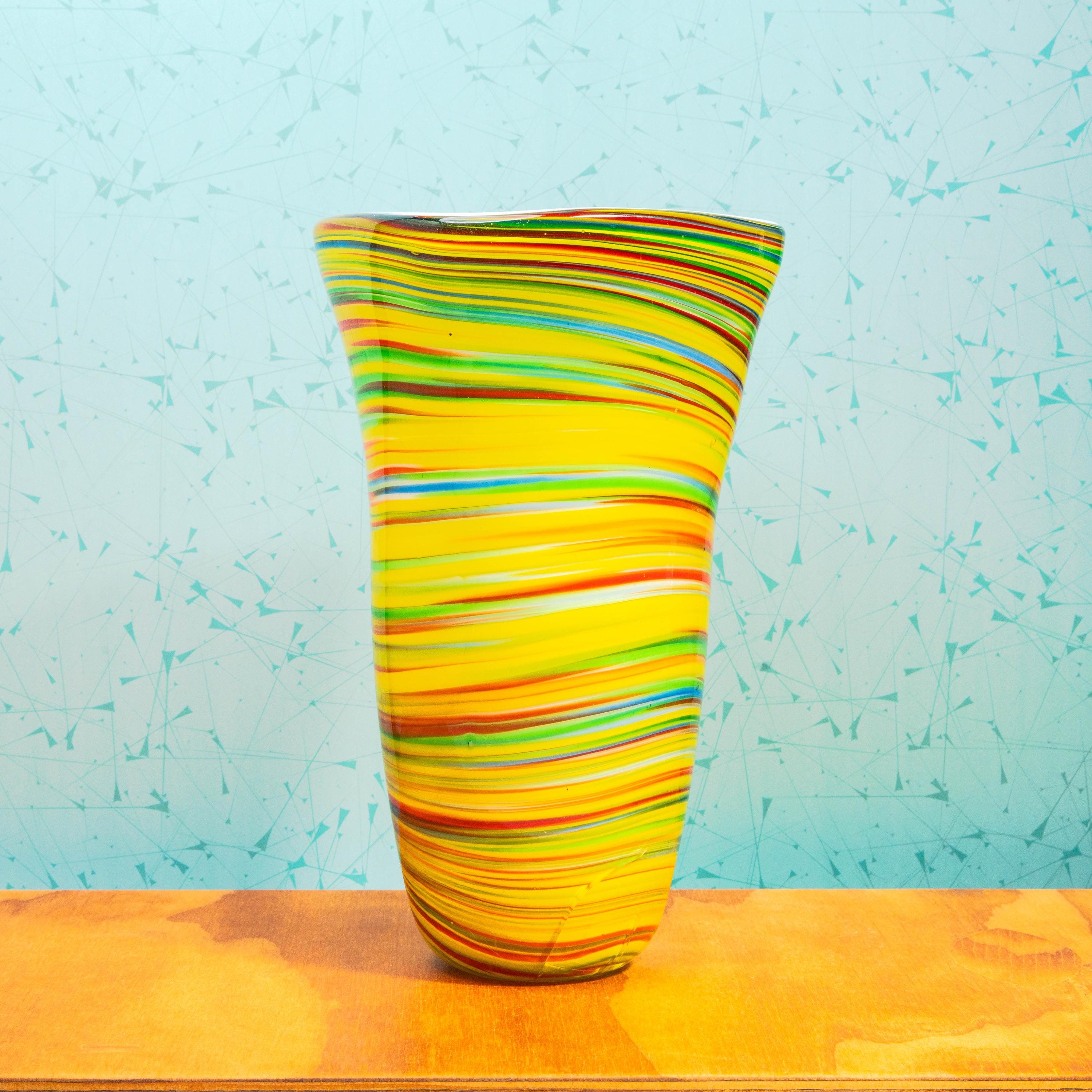 Vintage Handmade Murano Glass Style Vase | Mid Century Decor