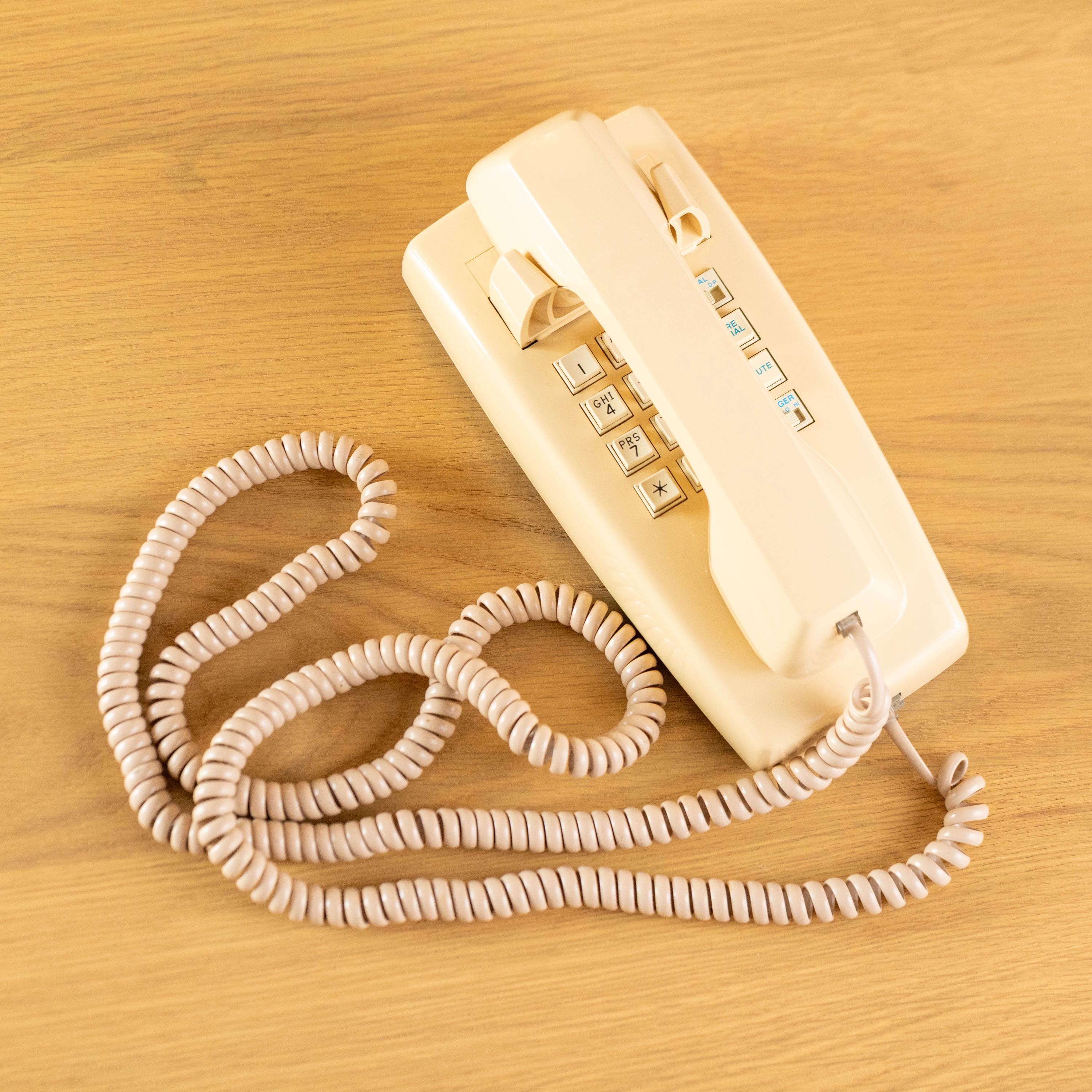 Vintage AT&T TRD 100 Beige Wall Phone | Mid Century Electronics