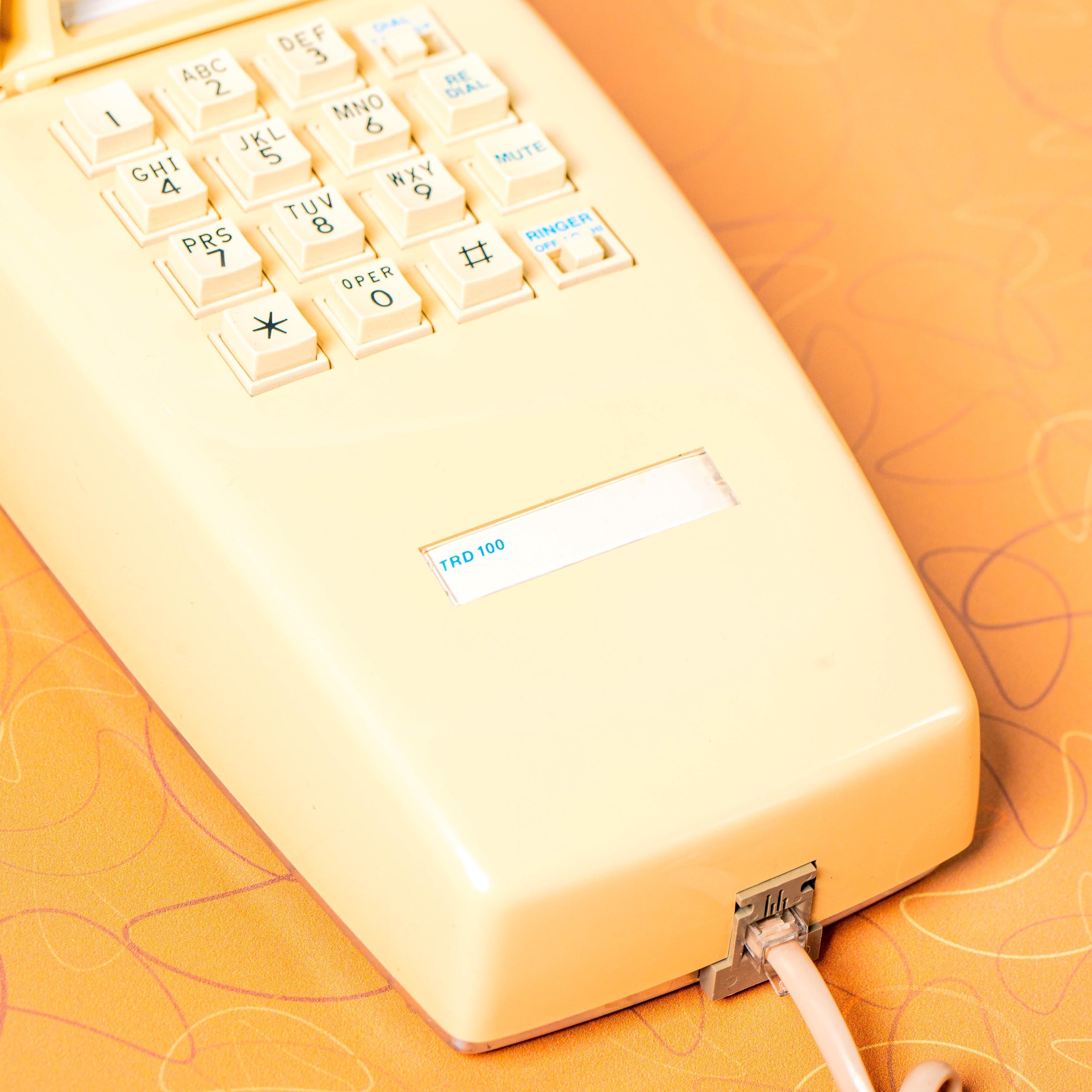 Vintage AT&T TRD 100 Beige Wall Phone | Mid Century Electronics
