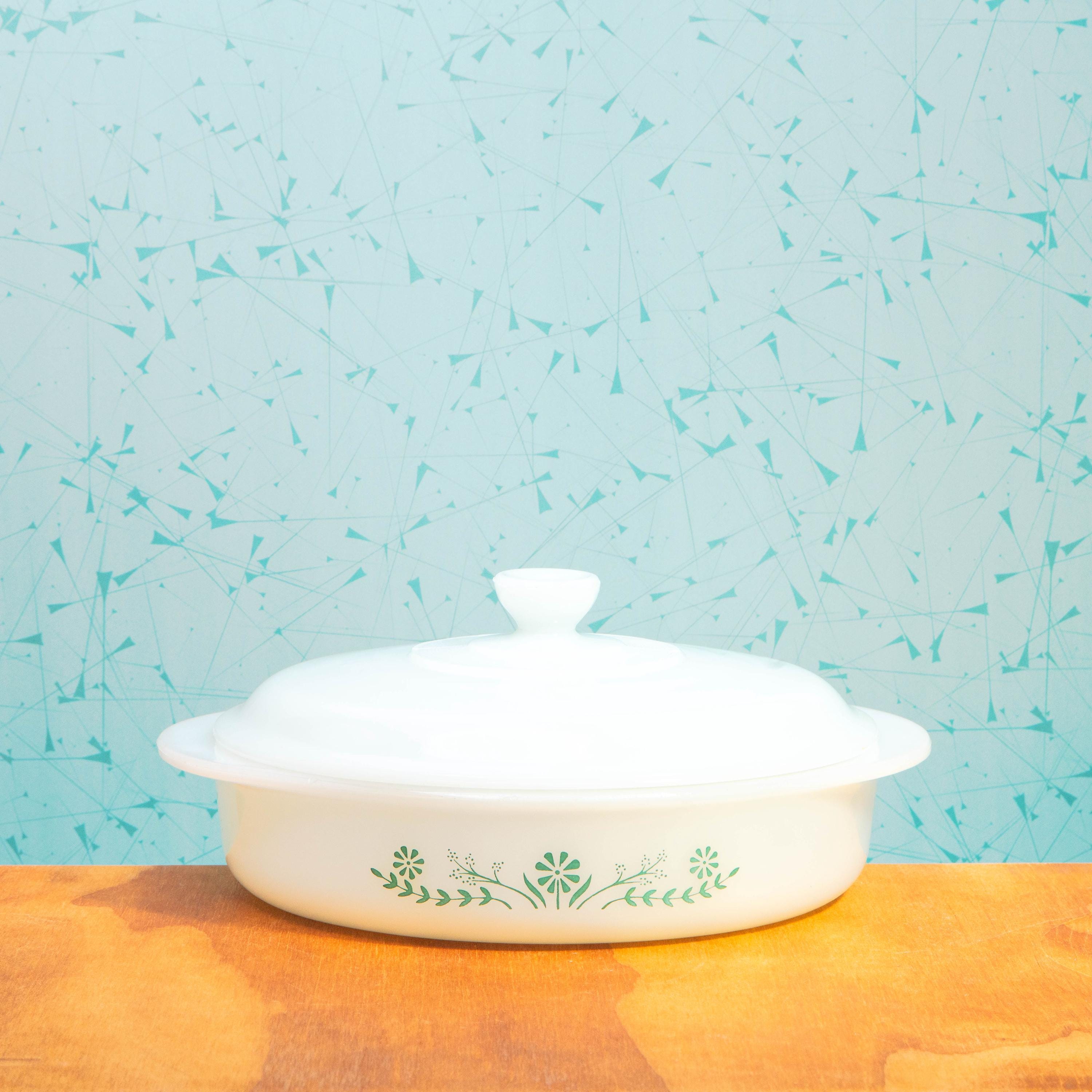 Vintage Glasbake J2429 8 Inch Baking Dish with Lid | Mid Century Bakeware