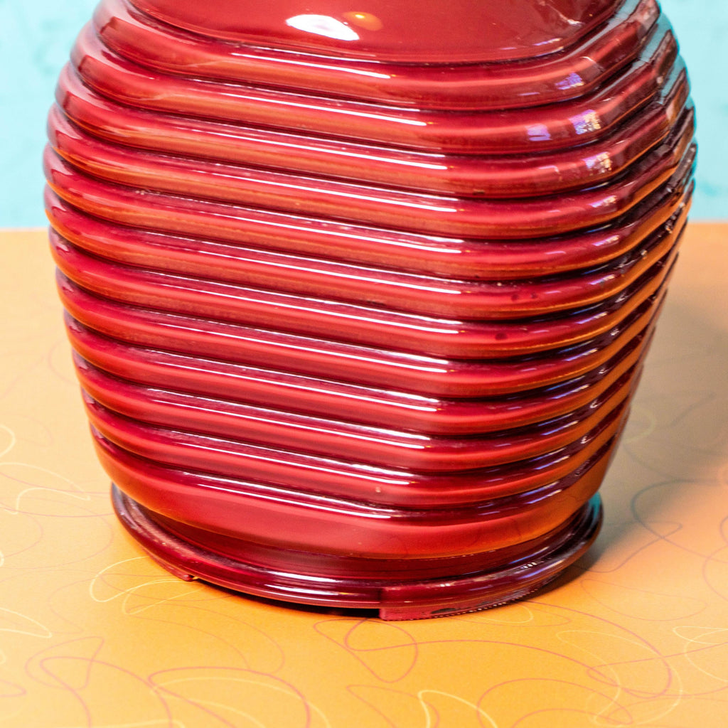 Vintage Red Beehive Desk Table Nightstand Lamp | Mid Century